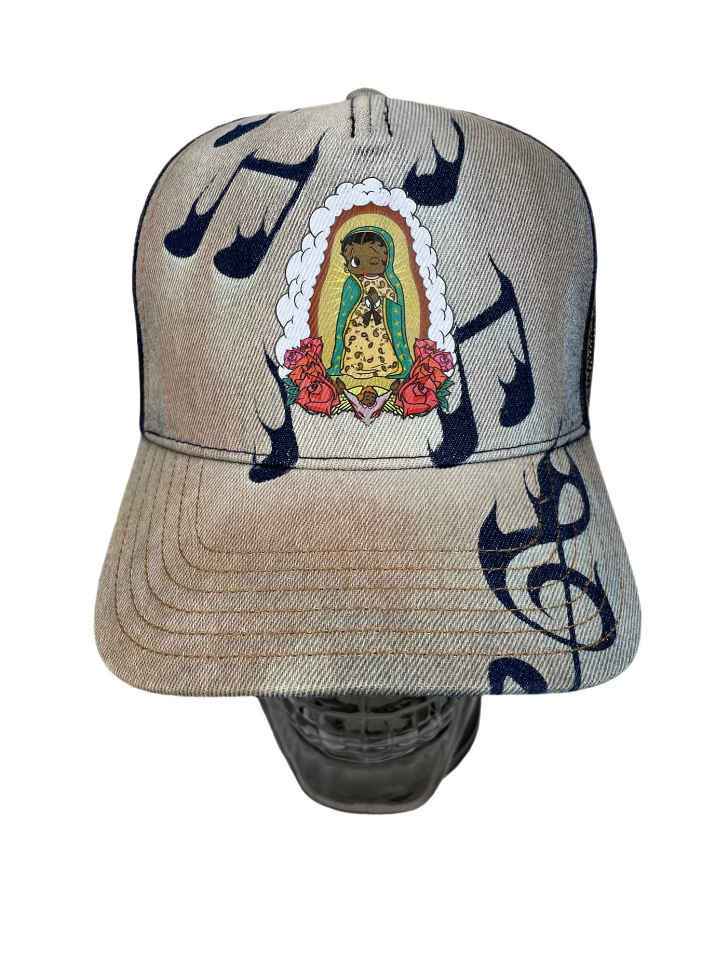 Guadalupe Betty Boop Acid Wash Trucker